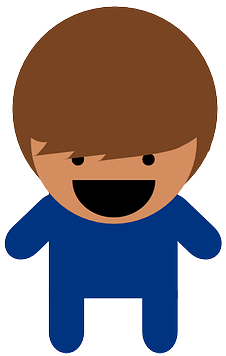 lachender Junge in blauer Kleidung